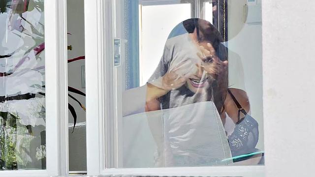 Smoking Hot Busty MILF Tempts Poolboy With Toy In Her Ass