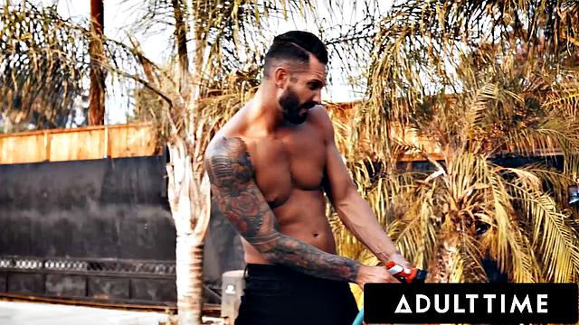 ADULT TIME - Bored Rocky Emerson TEASES Classmate While Washing Car & Gets Her PUSSY Pounded!