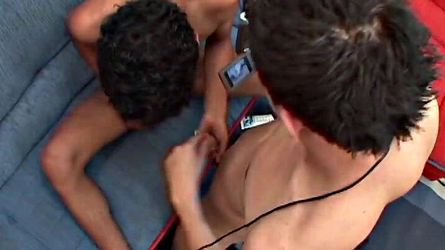 Amateur Latin twink fucked by BF till cum after sucking