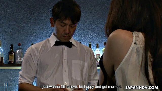 Maki Hojo and bartender end up in bed after a fun filled night out