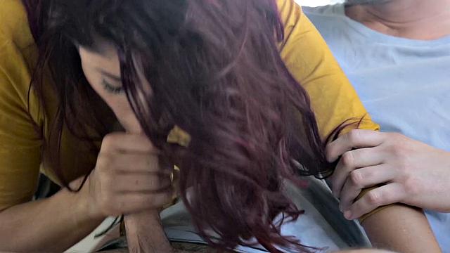 Young cutie gets caught in the act & gets a rough doggystyle pounding