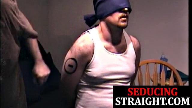 Tied straight amateur gets sucked and anal licked by DILF