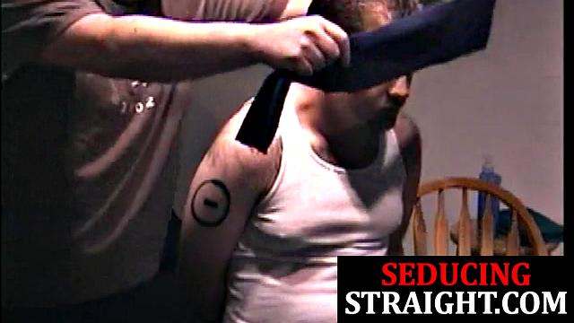 Tied straight amateur gets sucked and anal licked by DILF