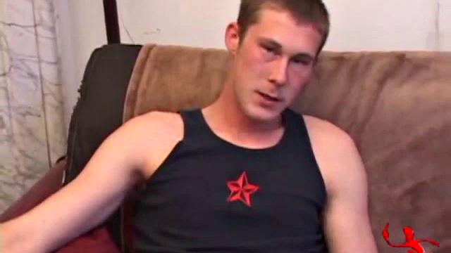 We look in on Brent Stenson stroking to a porn video and soon he asks for some help. The hand appears and starts jerking his cock and stuffing his butthole with a long anal sex toy. That does the trick and Brent pops his nut.