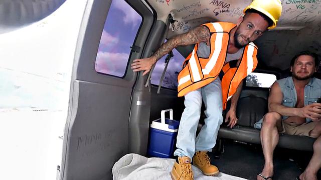 Picked up worker tricked to fuck ass in van