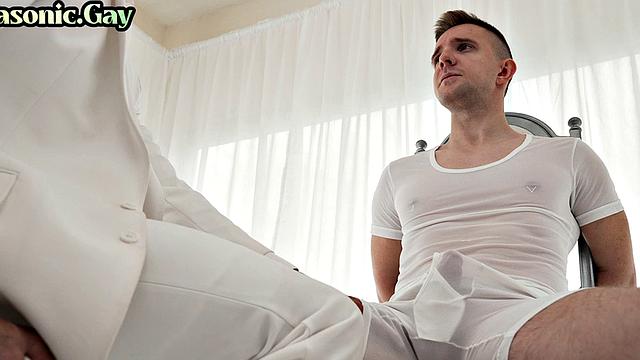 Religious masonic DILF toys stud's ass and jerks his cock