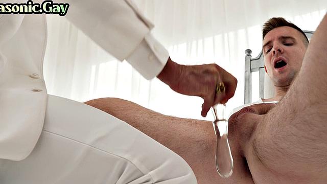 Religious masonic DILF toys stud's ass and jerks his cock