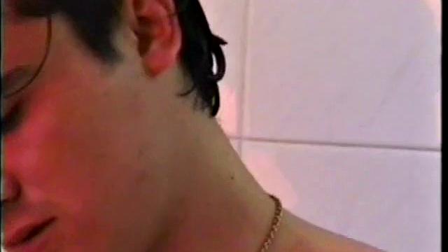 Asian twunk stroking his dick in the bathroom