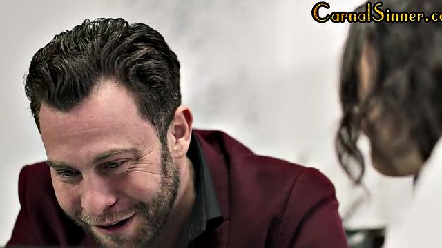 Cocksucking secretary seduces boss in the office