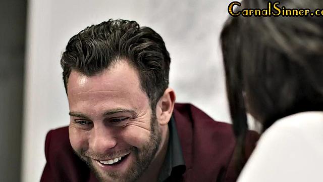 Cocksucking secretary seduces boss in the office