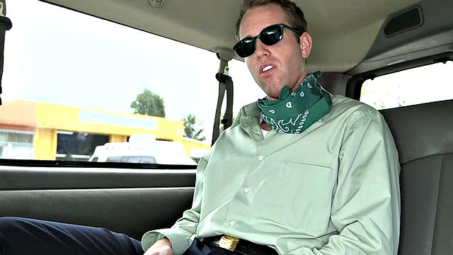 Tricked amateur stud fucks gay in pickup bus for money