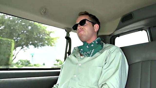 Tricked amateur stud fucks gay in pickup bus for money