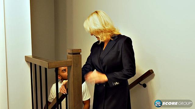 62-year-old Bianca sucks and fucks a big, young cock