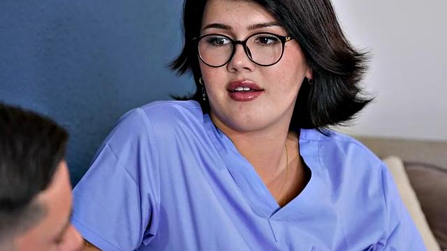 Trans nurse sucking before barebacked by colleague