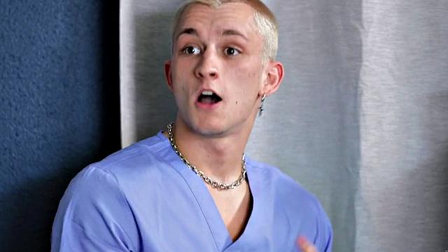 Trans nurse sucking before barebacked by colleague