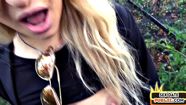 Skinny German babe sucks in public before fucked