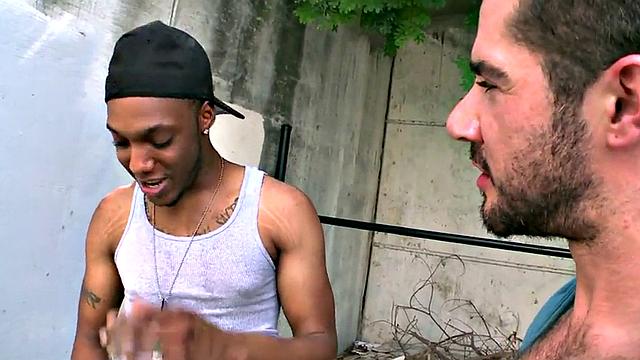 Nubian picked up assfucked outdoor by white stud