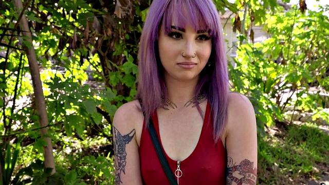 A pierced babe get pulled before getting drilled in POV style