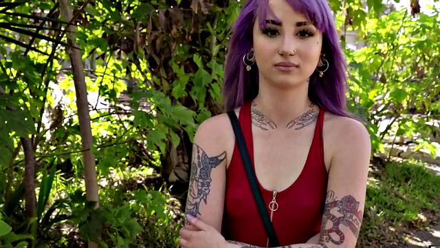 A pierced babe get pulled before getting drilled in POV style