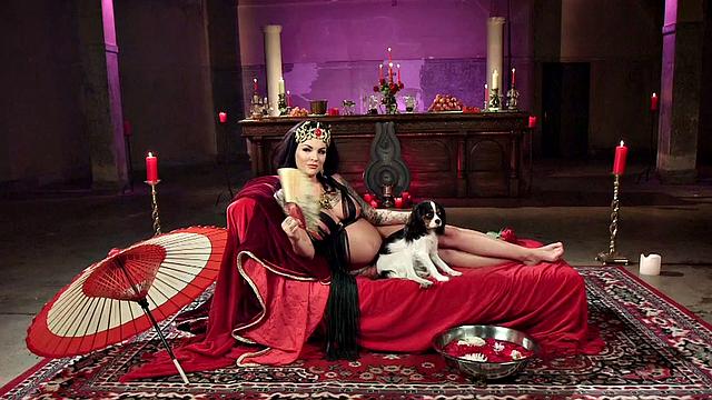 A hairy pussy dominatrix get asslicked by dildos while her pregnancy is taking hold