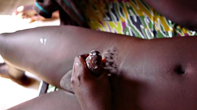 Real amateur African fucked after outdoor blowjob by BF at home