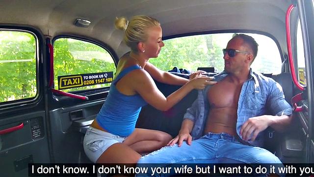 European blonde cabbie rides cowgirl before missionary