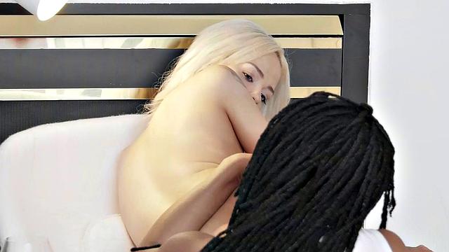 Kira Noir & Elsa Jean get kinky in the bedroom with ass licking, pussy fingering, and kissing