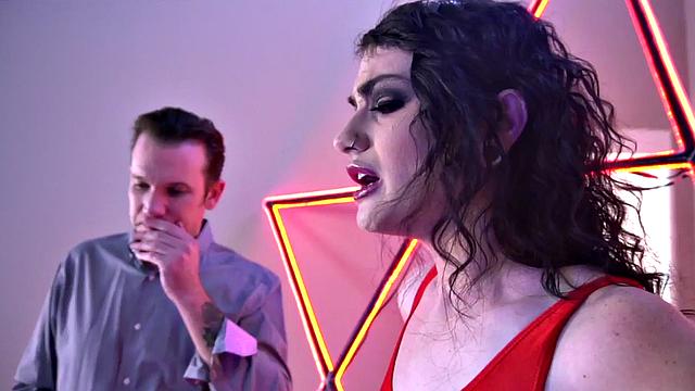 Inked femdom pegging ass during domination