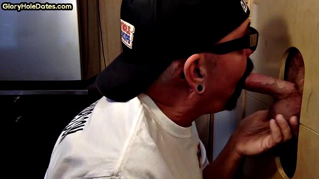 BJ amateur sucks gloryhole cock very deep at home