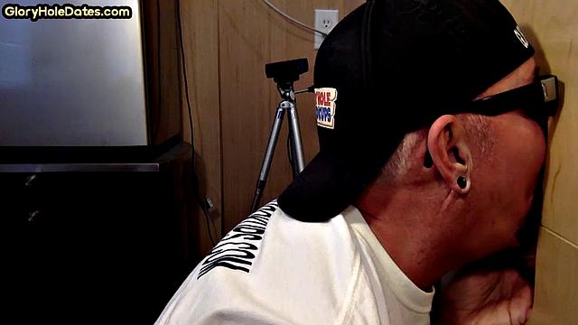 BJ amateur sucks gloryhole cock very deep at home