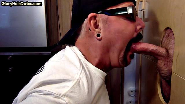 BJ amateur sucks gloryhole cock very deep at home