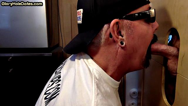 BJ amateur sucks gloryhole cock very deep at home