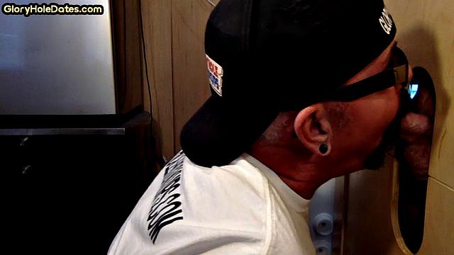 BJ amateur sucks gloryhole cock very deep at home