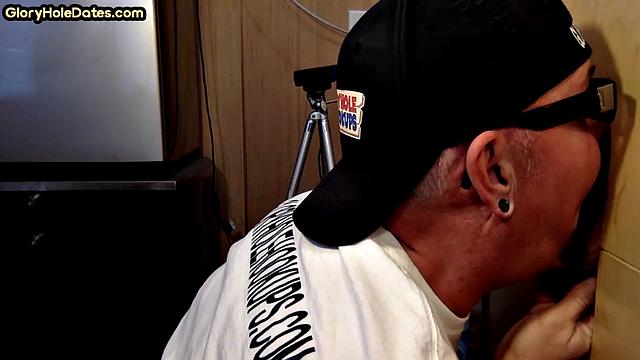 BJ amateur sucks gloryhole cock very deep at home