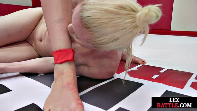 Blonde lez wrestler gets dominated by bae