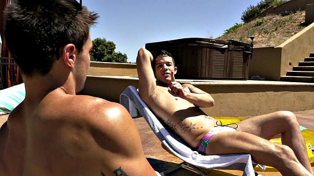 Jizz loving hairy stud fucked by boyfriend outdoors until cum on ass