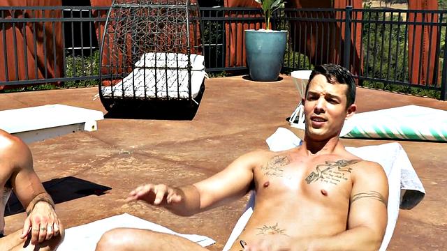 Jizz loving hairy stud fucked by boyfriend outdoors until cum on ass