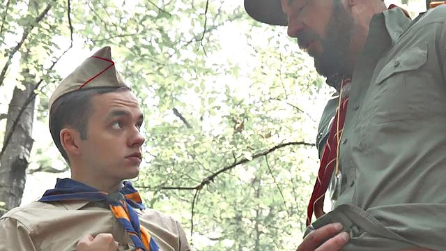 Patrol DILF fucks 21yo scout outdoors in his petite ass
