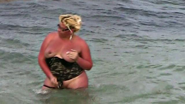 Monica Richard Flashing on the Beach