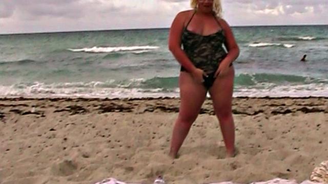 Monica Richard Flashing on the Beach