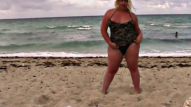 Monica Richard Flashing on the Beach