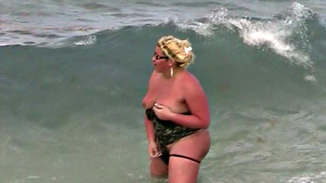 Monica Richard Flashing on the Beach