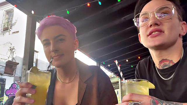 Colored hair lez pussylicked by inked queer at home