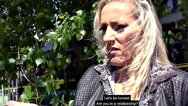 German MILF public fucked outdoor in POV sex