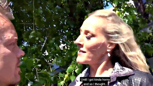 German MILF public fucked outdoor in POV sex
