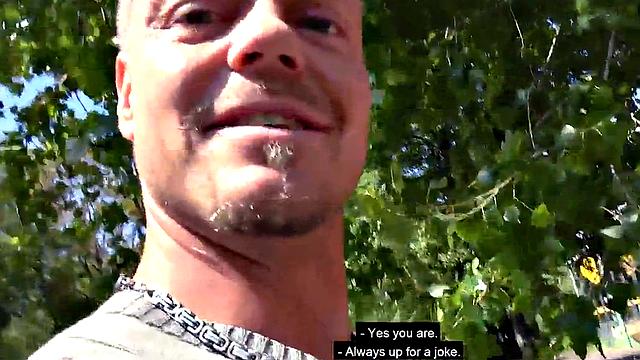 German MILF public fucked outdoor in POV sex