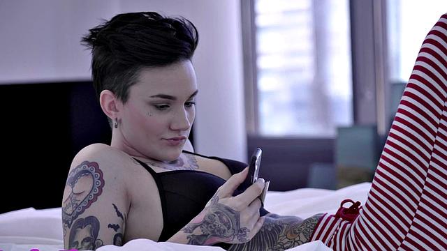 Masc gf strapon fucks lingerie lesbian before pussylicked