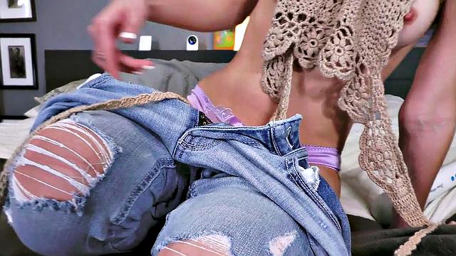 POV oral cutie deepthroats cock and toys pussy with Hitachi