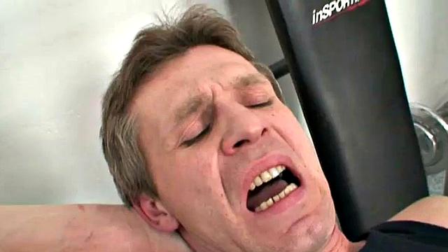 Gym slut fucks old man cock in cowgirl pose