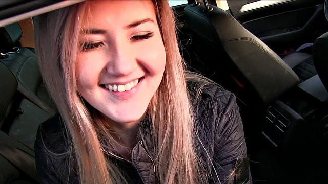 Watch this Russian cutie get paid for her job with a hot outdoor fuck and deepthroat